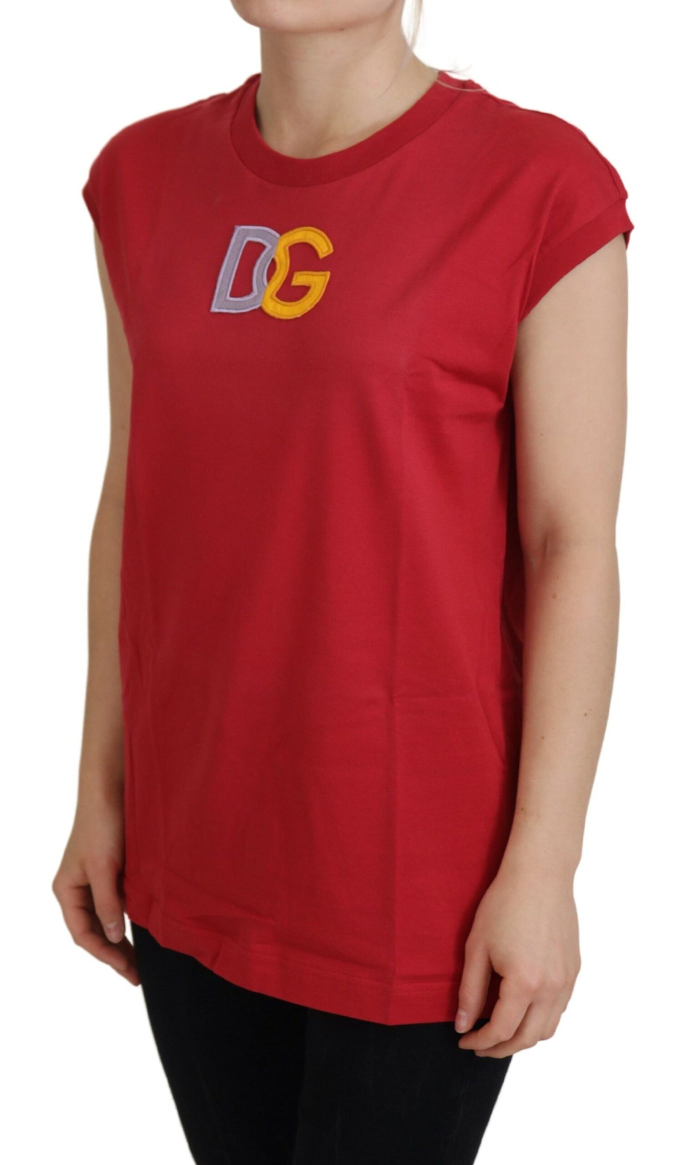 T-shirt débardeur en coton rouge avec logo DG Dolce &amp; Gabbana