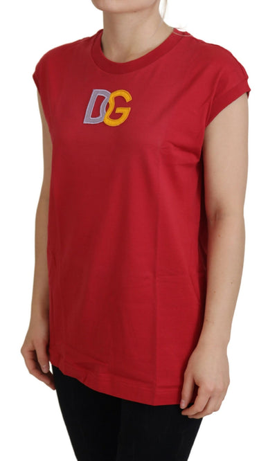 T-shirt débardeur en coton rouge avec logo DG Dolce &amp; Gabbana