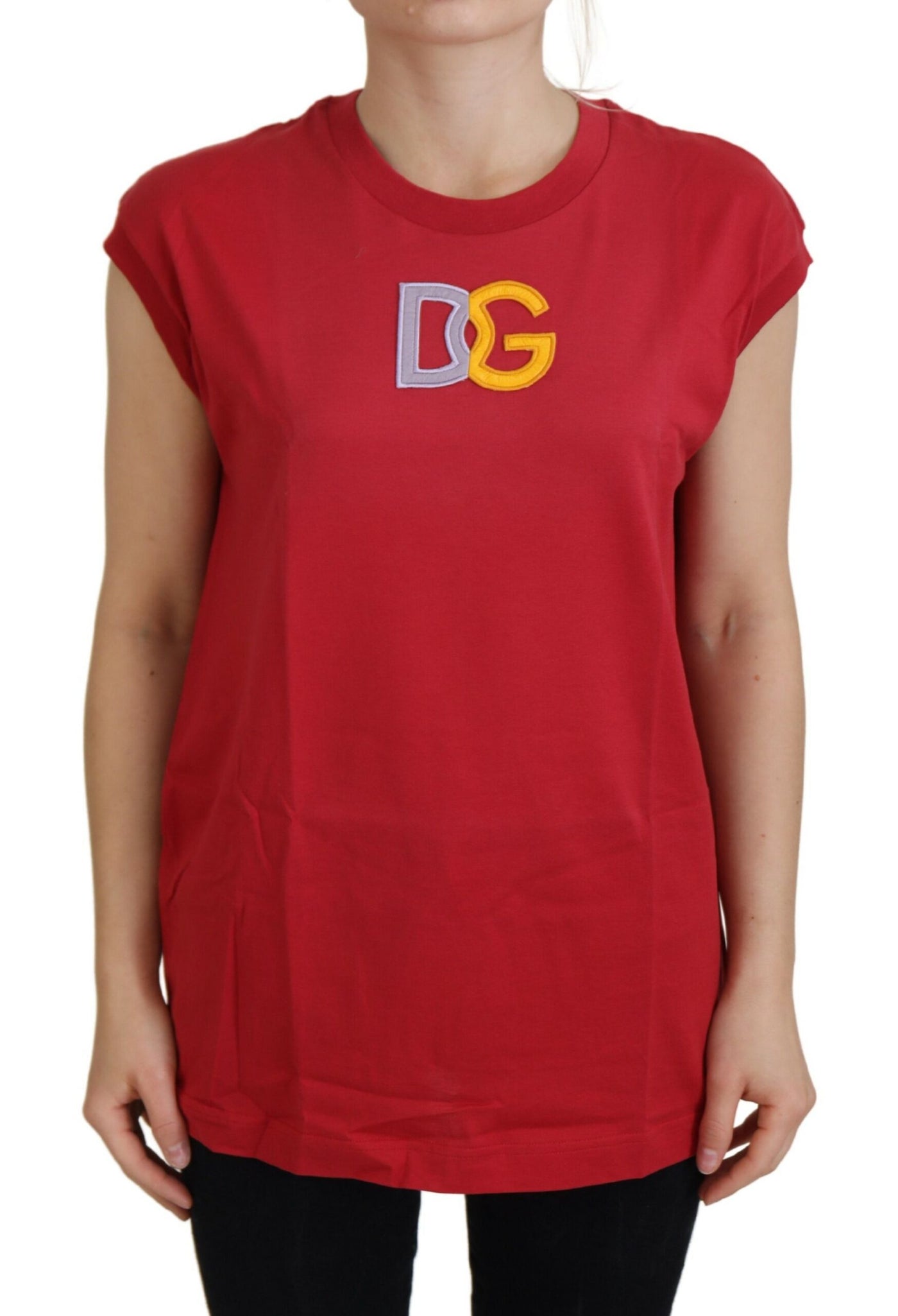 T-shirt débardeur en coton rouge avec logo DG Dolce &amp; Gabbana