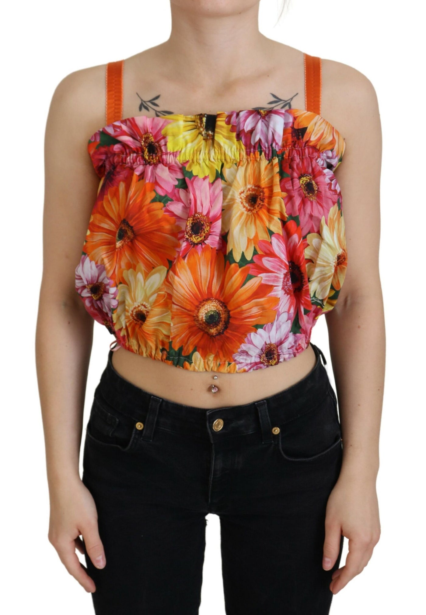 Dolce &amp; Gabbana Blouse Cropped Bloemen Katoenen Tanktop