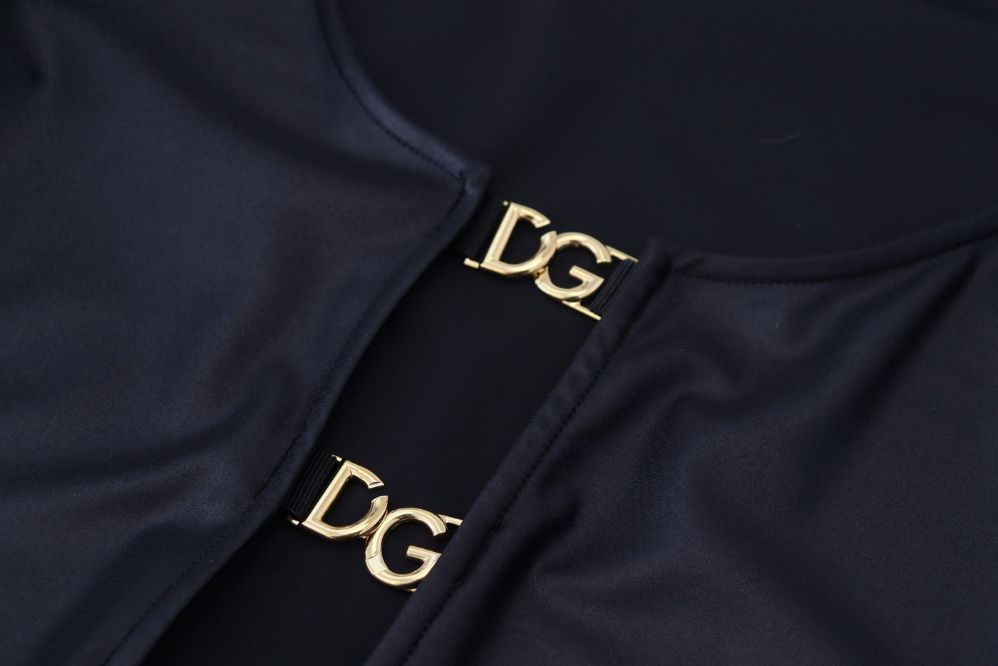 Dolce &amp; Gabbana Zwarte katoenen stretch top met open borst en driekwartmouwen