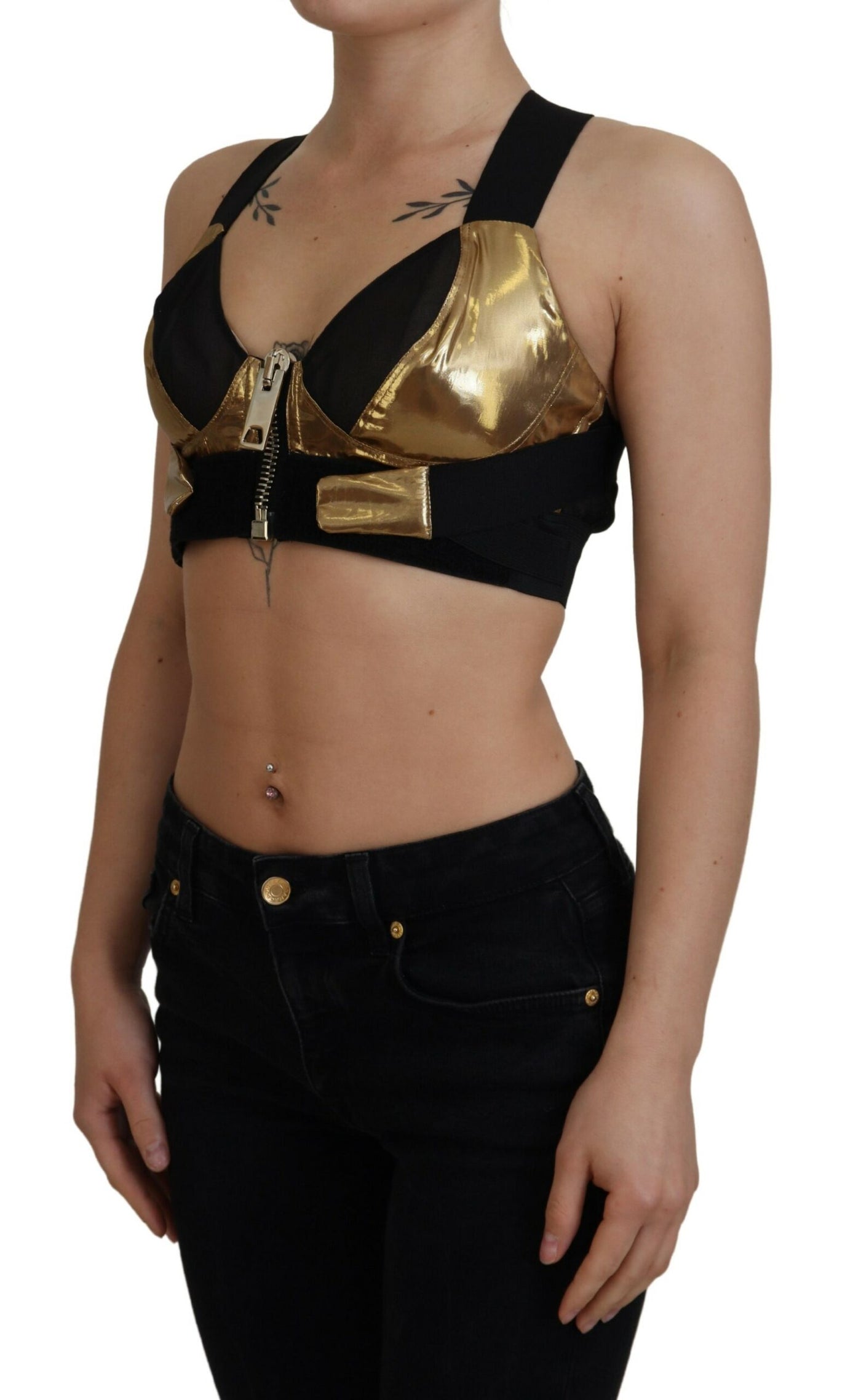 Dolce &amp; Gabbana Haut bustier court sans manches noir doré