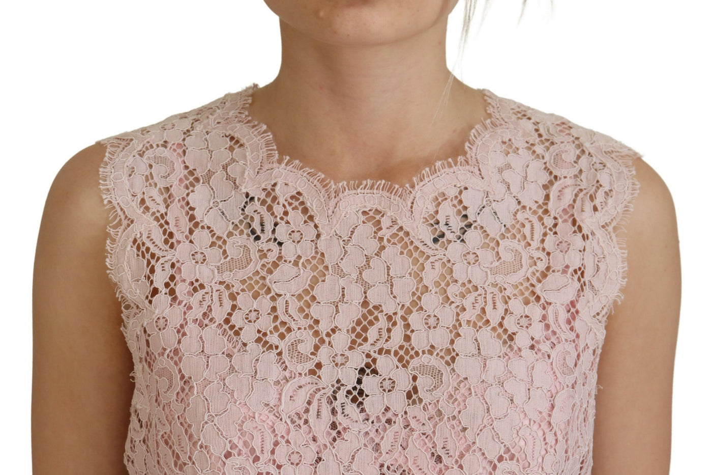 Dolce &amp; Gabbana roze bloemenkanten mouwloze tanktop