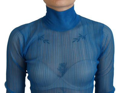 Chemisier à manches longues et col roulé en maille bleue Dolce &amp; Gabbana