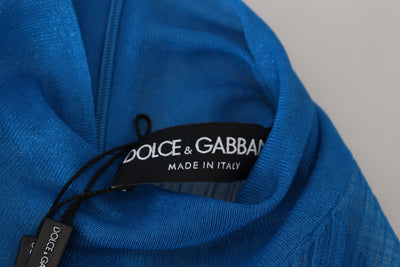 Chemisier à manches longues et col roulé en maille bleue Dolce &amp; Gabbana