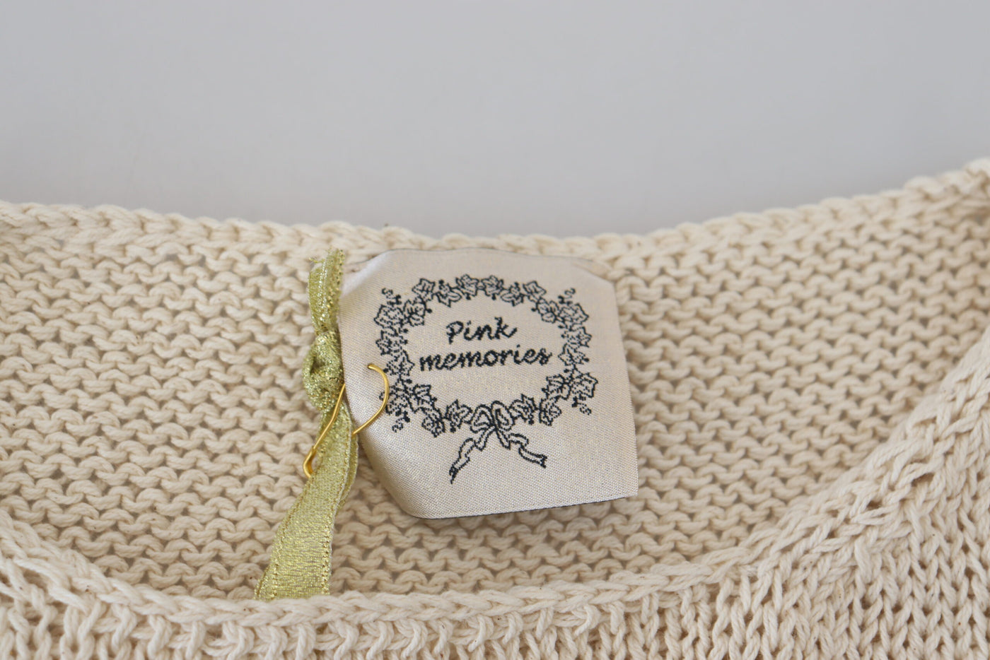 Débardeur sans manches à col rond en coton mélangé beige PINK MEMORIES