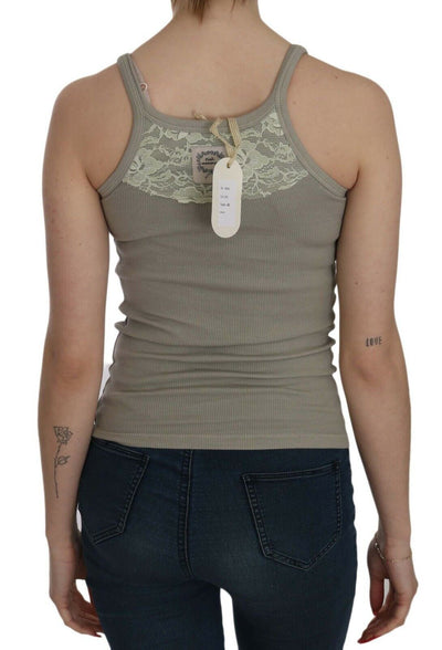 PINK MEMORIES Beige mouwloze tanktop met spaghettibandjes