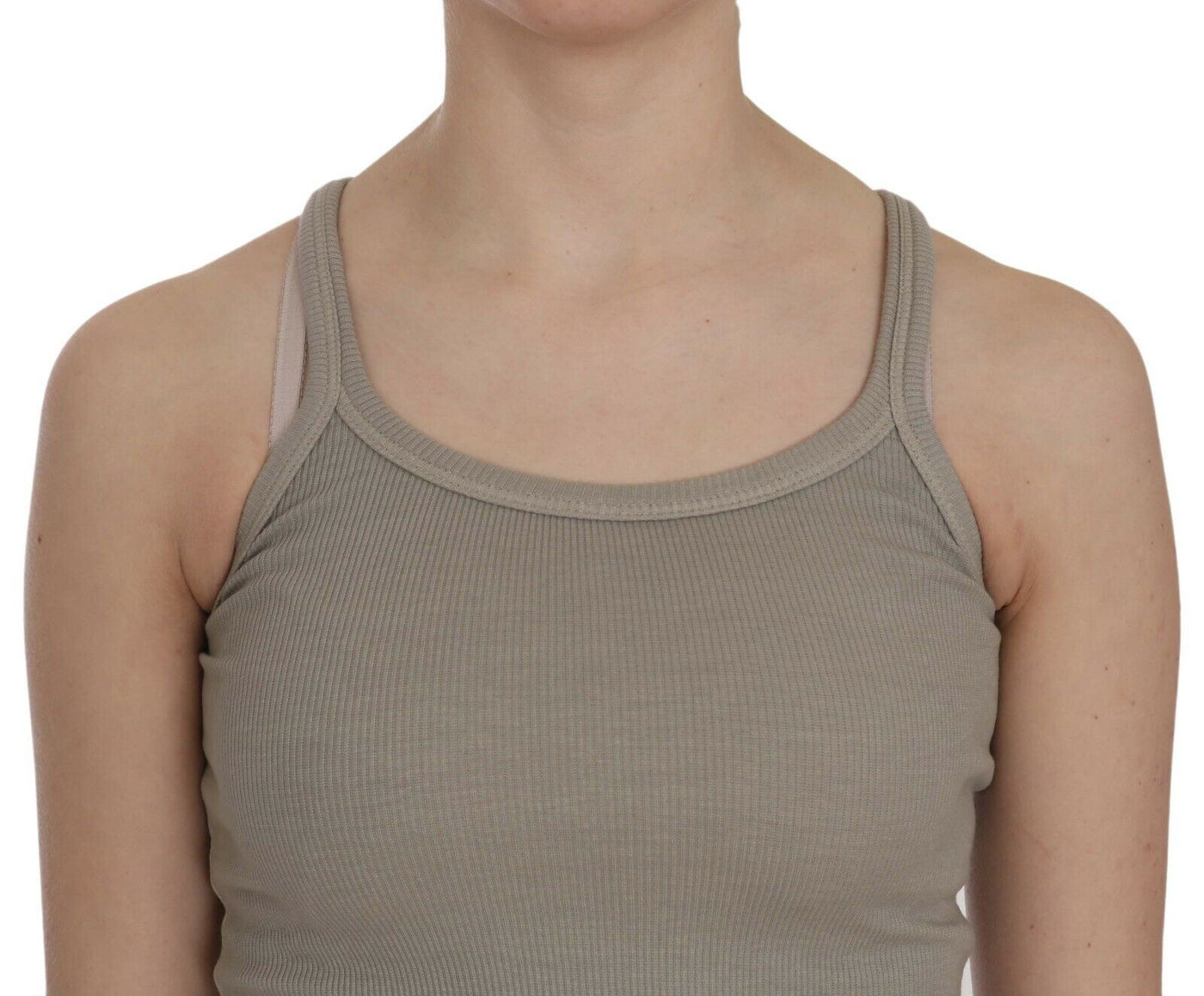 PINK MEMORIES Beige mouwloze tanktop met spaghettibandjes