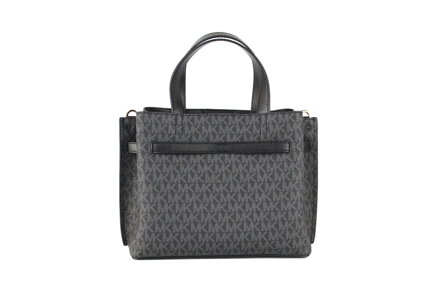 Michael Kors Emilia Small Black Signature PVC Satchel Crossbody Handtas Portemonnee