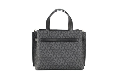 Michael Kors Emilia Small Black Signature PVC Satchel Crossbody Handtas Portemonnee