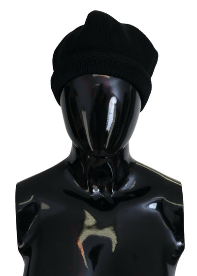 Bonnet d'hiver en laine vierge noire Dolce &amp; Gabbana pour femme