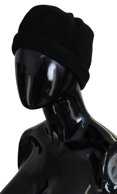 Bonnet d'hiver en laine vierge noire Dolce &amp; Gabbana pour femme