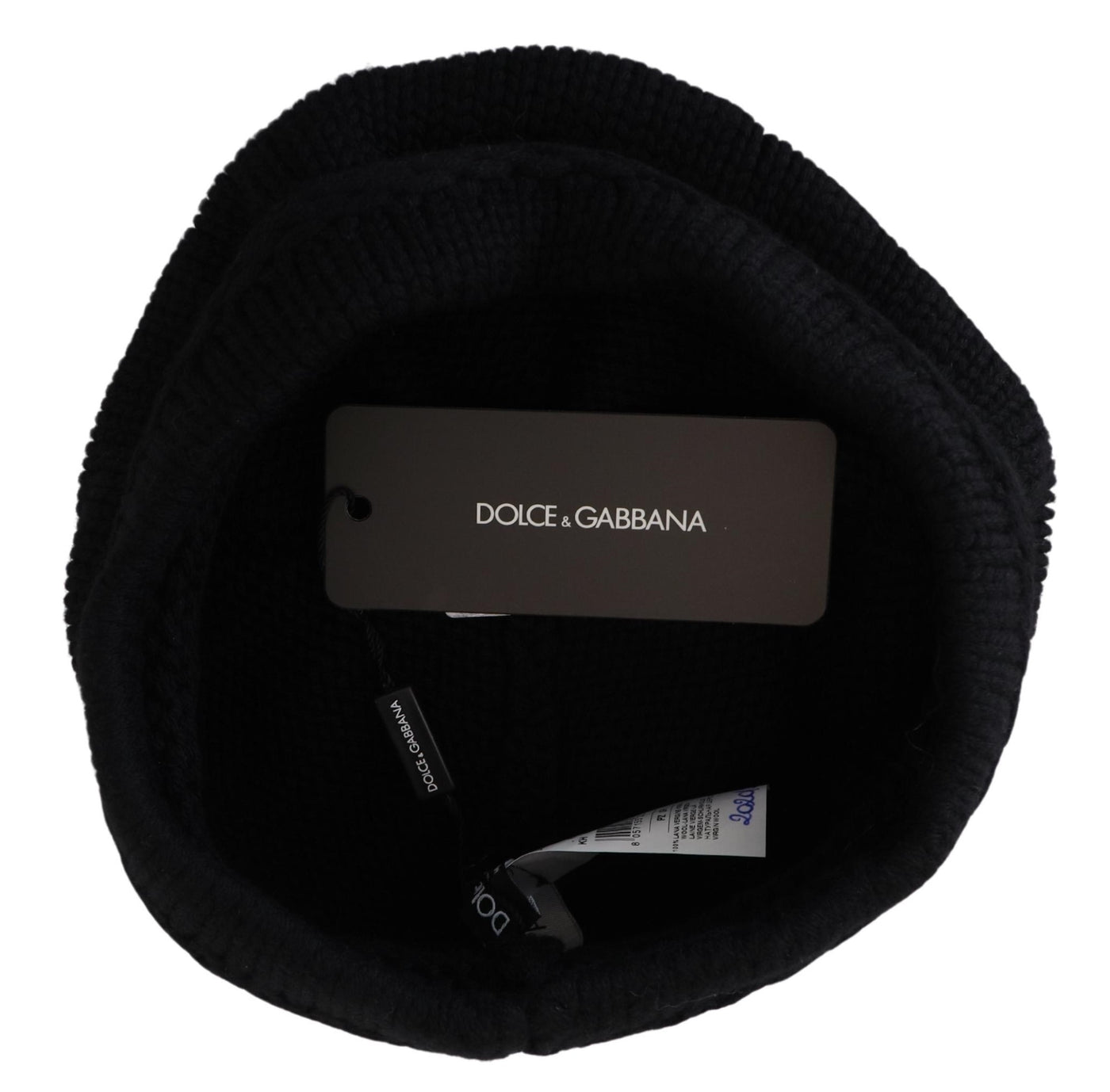 Bonnet d'hiver en laine vierge noire Dolce &amp; Gabbana pour femme