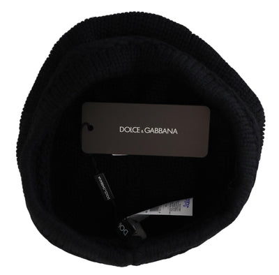 Bonnet d'hiver en laine vierge noire Dolce &amp; Gabbana pour femme