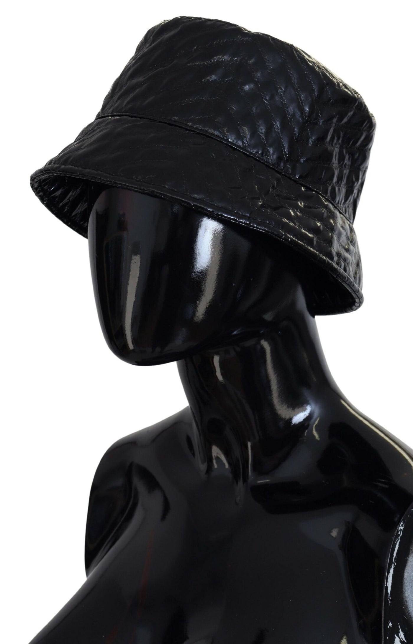 Chapeau bob en similicuir matelassé noir Dolce &amp; Gabbana pour femme