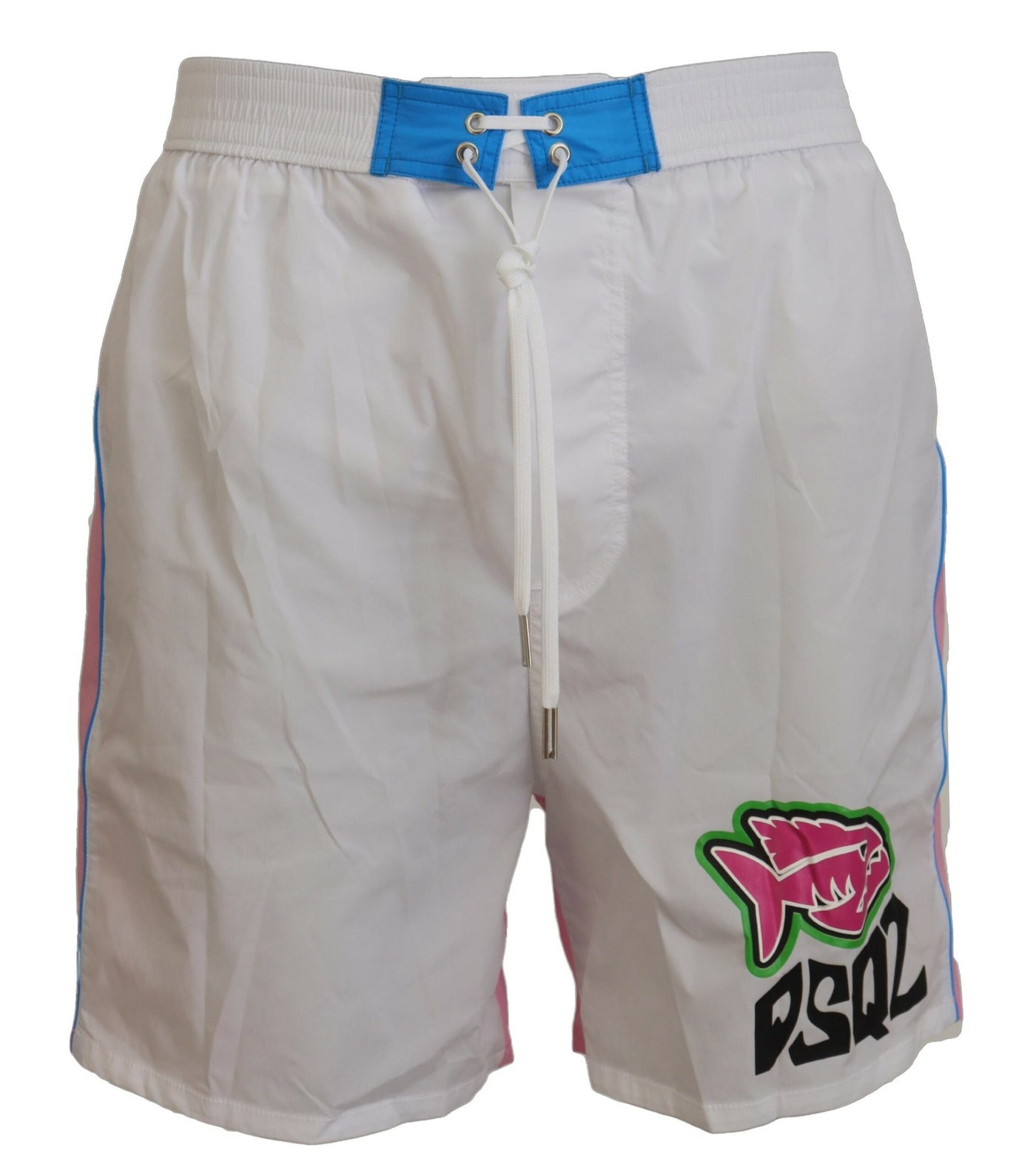Dsquared² Wit Roze Logo Print Heren Strandkleding Shorts Badmode
