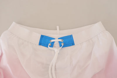 Dsquared² Wit Roze Logo Print Heren Strandkleding Shorts Badmode