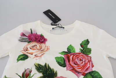 Dolce &amp; Gabbana White Rose DGLogo bedrukte top met korte mouwen
