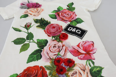 Dolce &amp; Gabbana White Rose DGLogo bedrukte top met korte mouwen