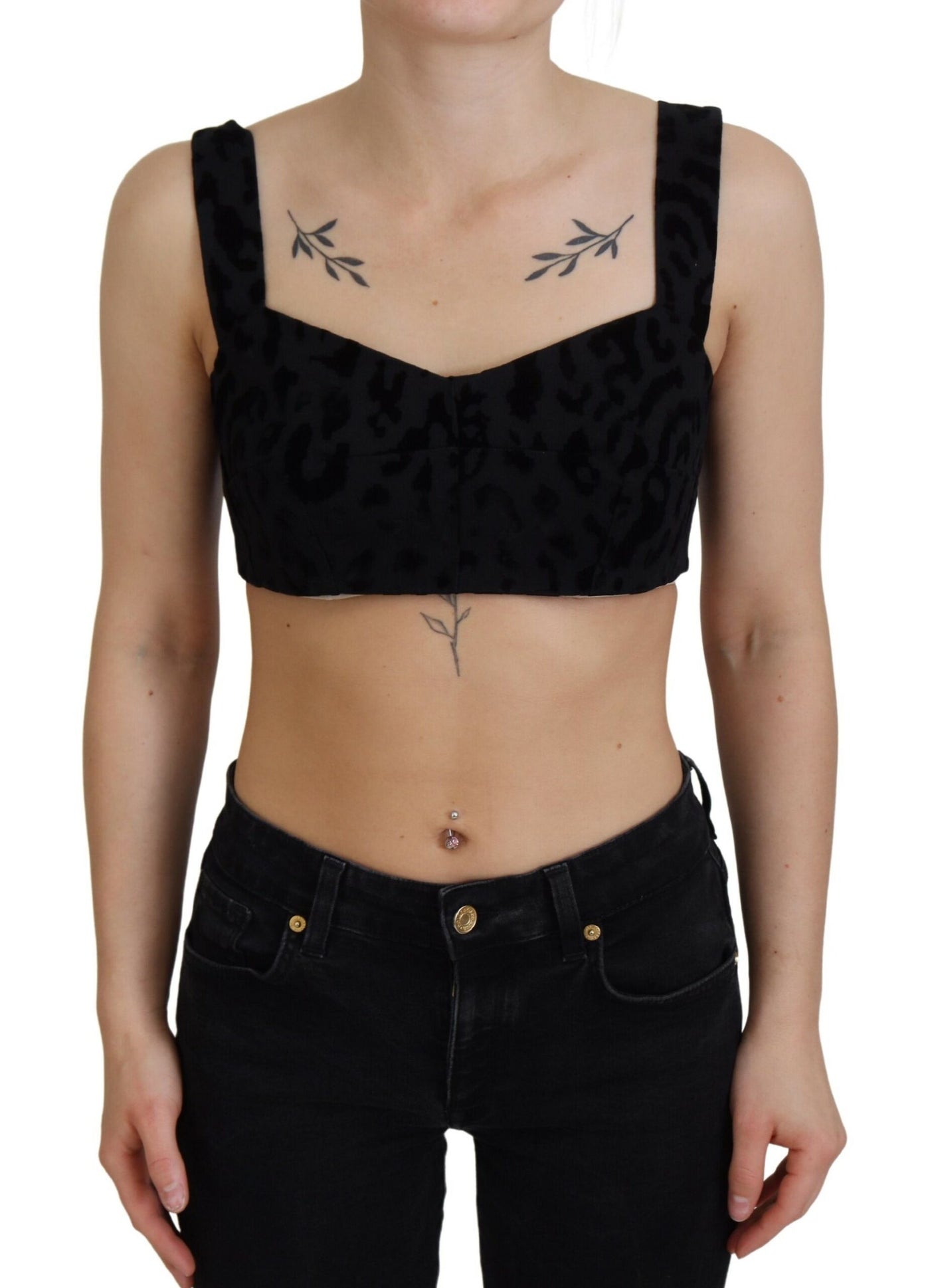 Dolce &amp; Gabbana Haut corset court léopard noir
