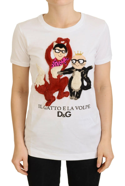 Dolce &amp; Gabbana T-shirt Top Wit Gestructureerd Korte Mouw