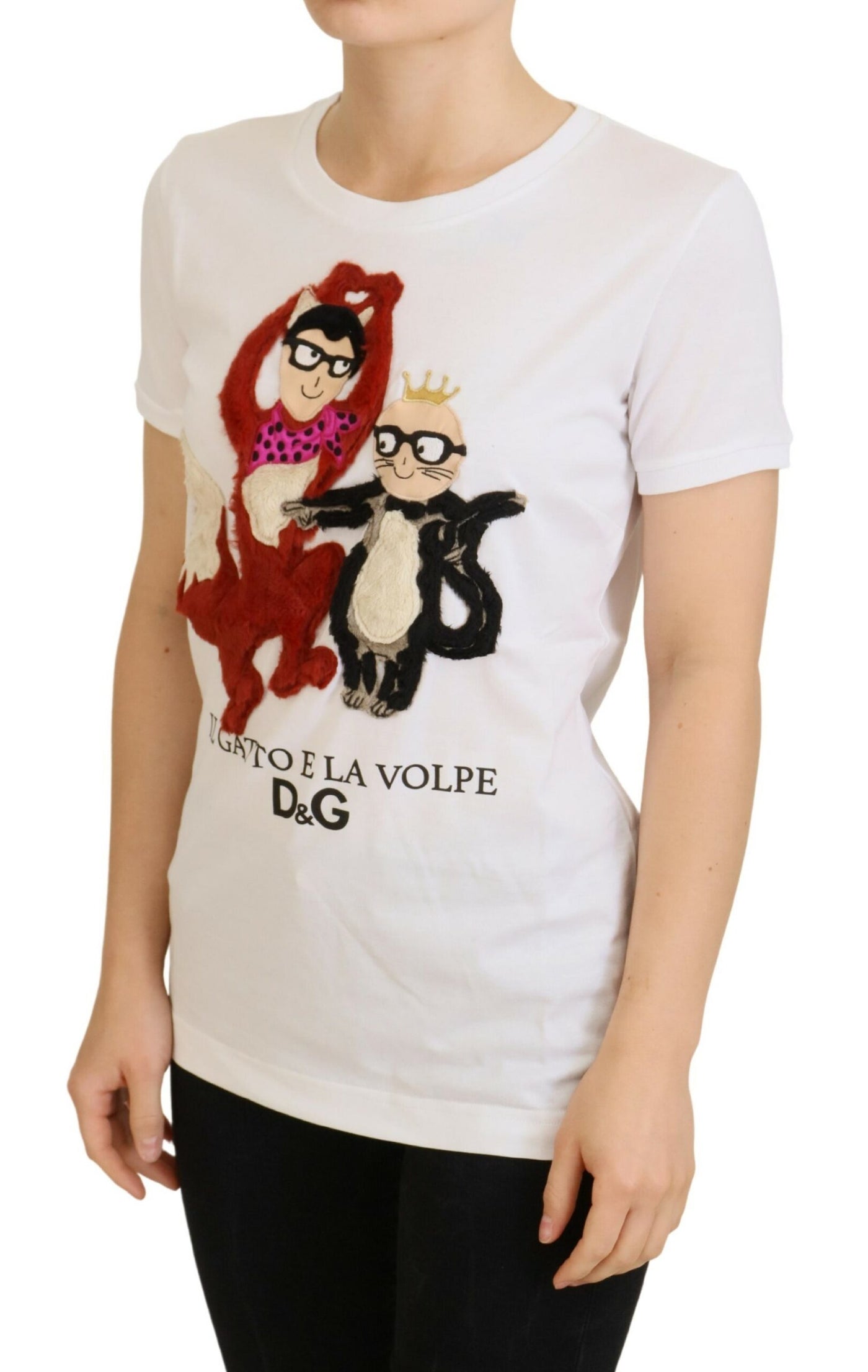 Dolce &amp; Gabbana T-shirt Top Wit Gestructureerd Korte Mouw