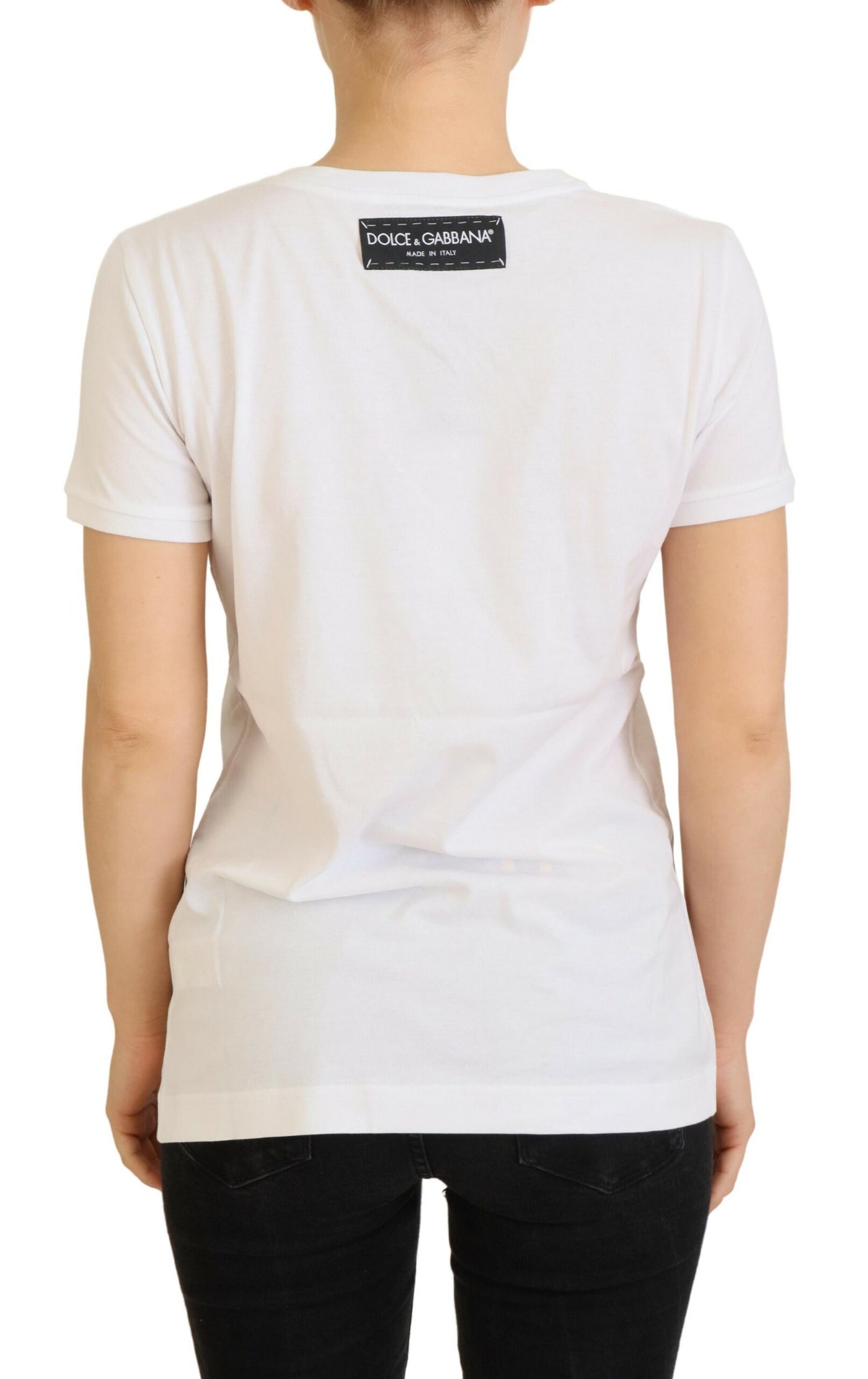 Dolce &amp; Gabbana T-shirt Top Wit Gestructureerd Korte Mouw