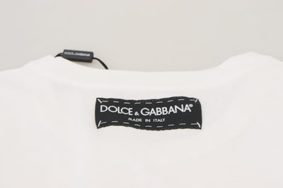 Dolce &amp; Gabbana T-shirt Top Wit Gestructureerd Korte Mouw