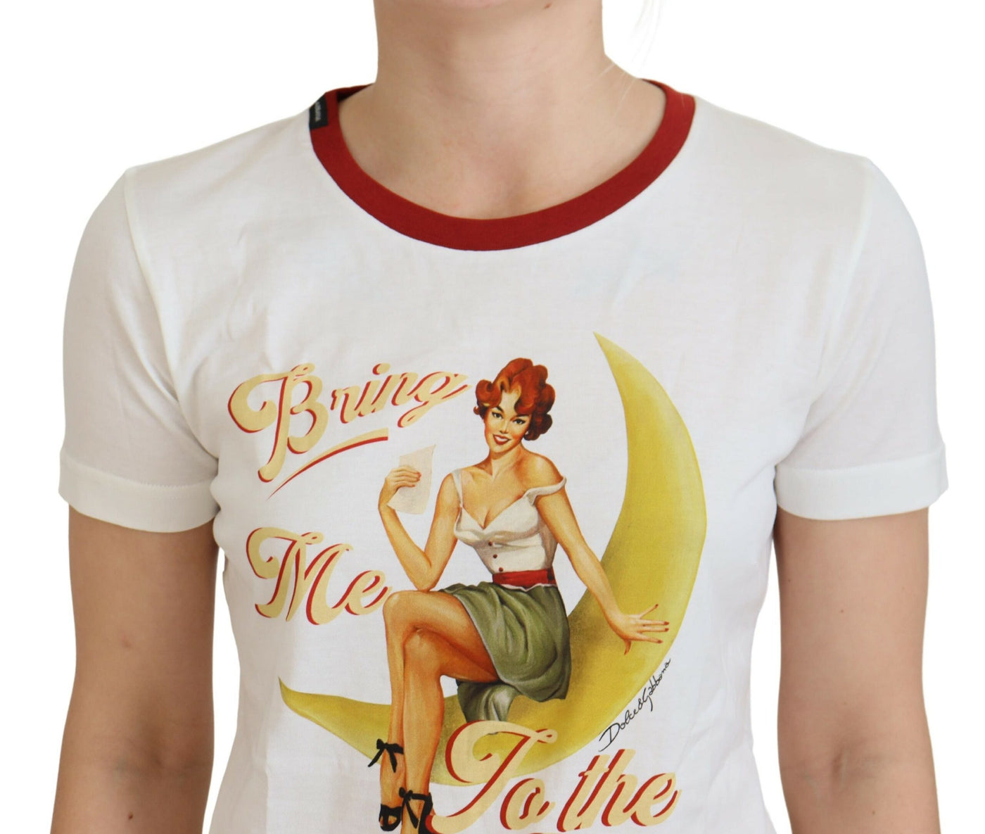 Dolce &amp; Gabbana Witte Geprinte Trui met Korte Mouwen