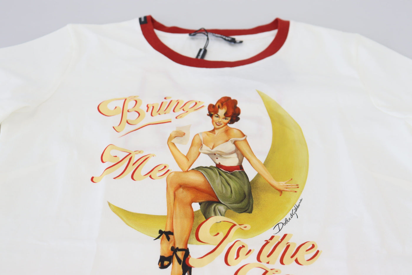 Dolce &amp; Gabbana Witte Geprinte Trui met Korte Mouwen