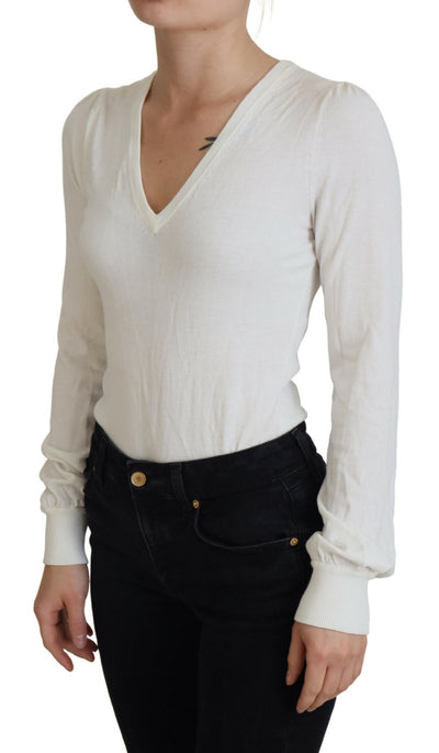 Patrizia Pepe Ivoor V-hals Lange Mouwen Dames Blouse Top