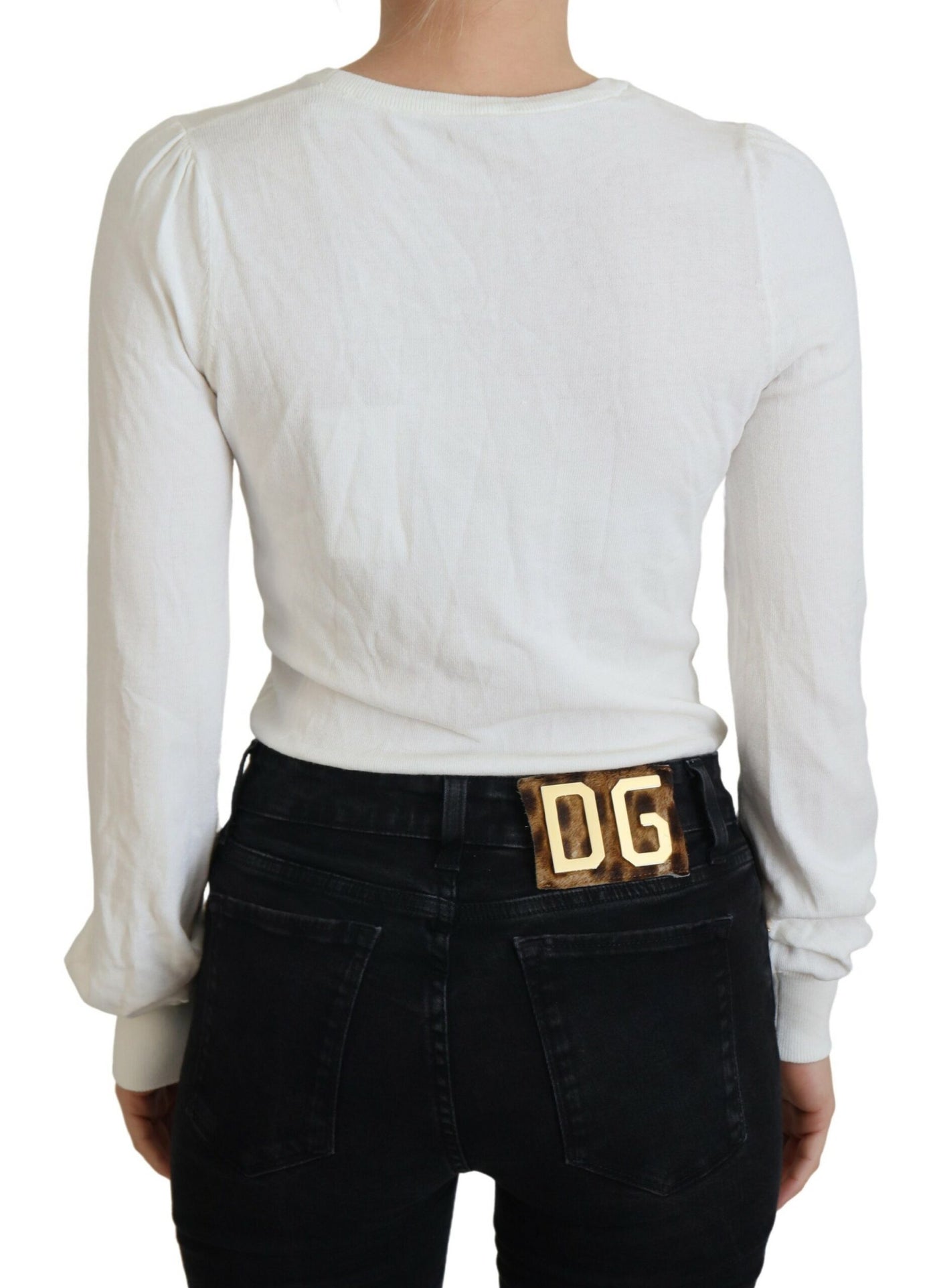 Patrizia Pepe Ivoor V-hals Lange Mouwen Dames Blouse Top