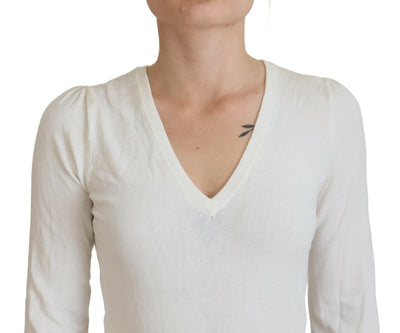 Patrizia Pepe Ivoor V-hals Lange Mouwen Dames Blouse Top