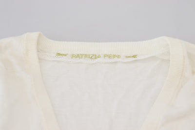 Patrizia Pepe Ivoor V-hals Lange Mouwen Dames Blouse Top