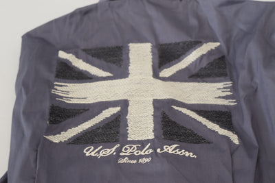 Haut gris à manches longues et col imprimé US POLO ASSN.
