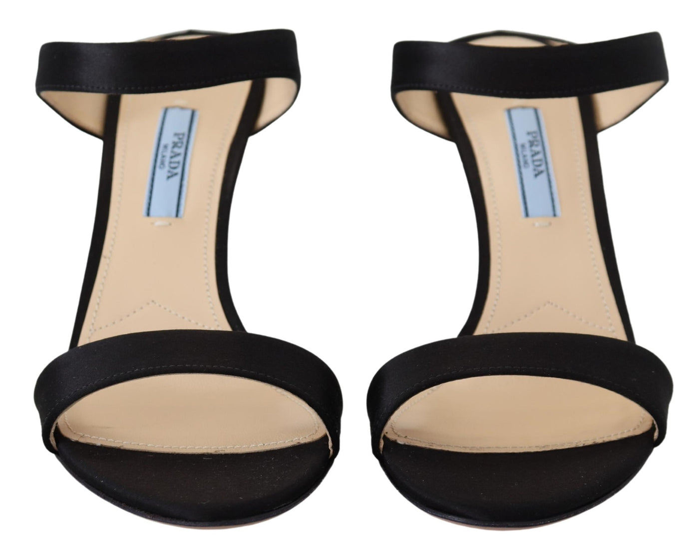 Prada Zwarte Leren Sandalen Stiletto Hakken Open Teen Schoenen