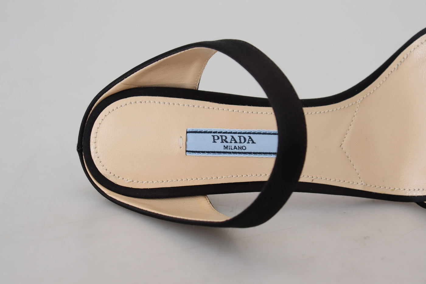 Prada Zwarte Leren Sandalen Stiletto Hakken Open Teen Schoenen