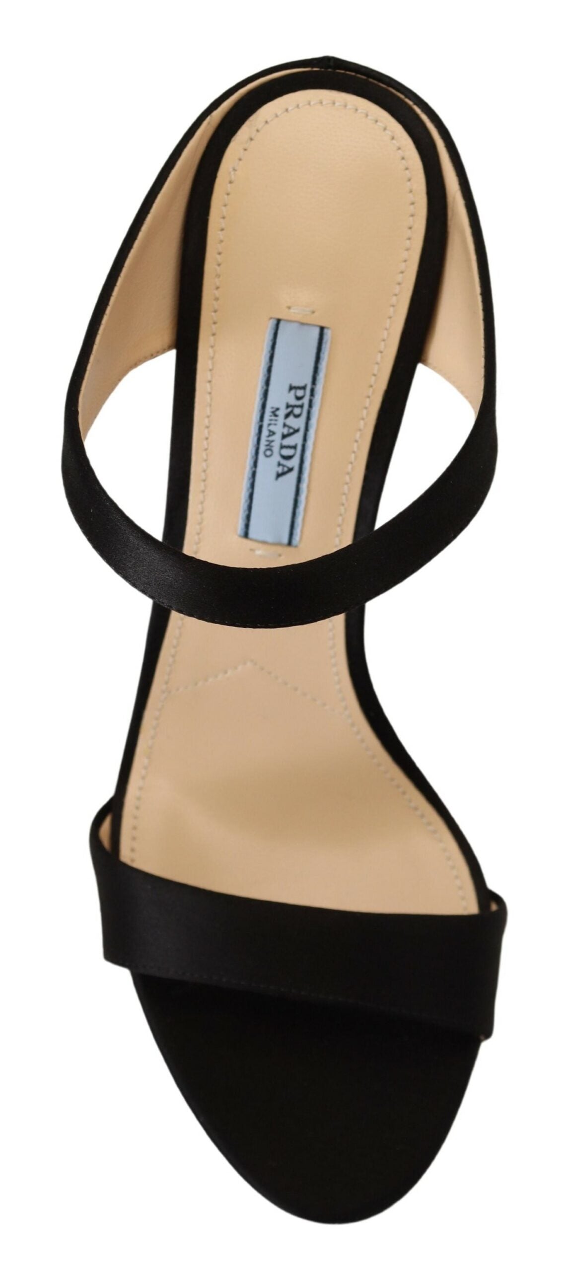 Prada Zwarte Leren Sandalen Stiletto Hakken Open Teen Schoenen