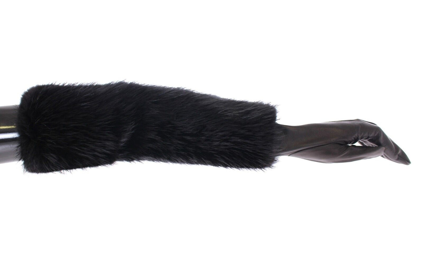 Gants de coude en cuir d'agneau et fourrure de castor noirs Dolce &amp; Gabbana