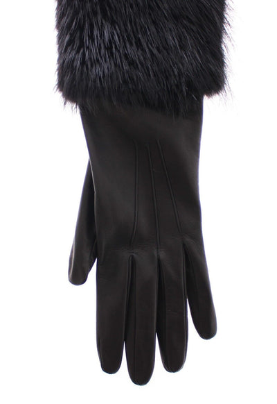 Gants de coude en cuir d'agneau et fourrure de castor noirs Dolce &amp; Gabbana