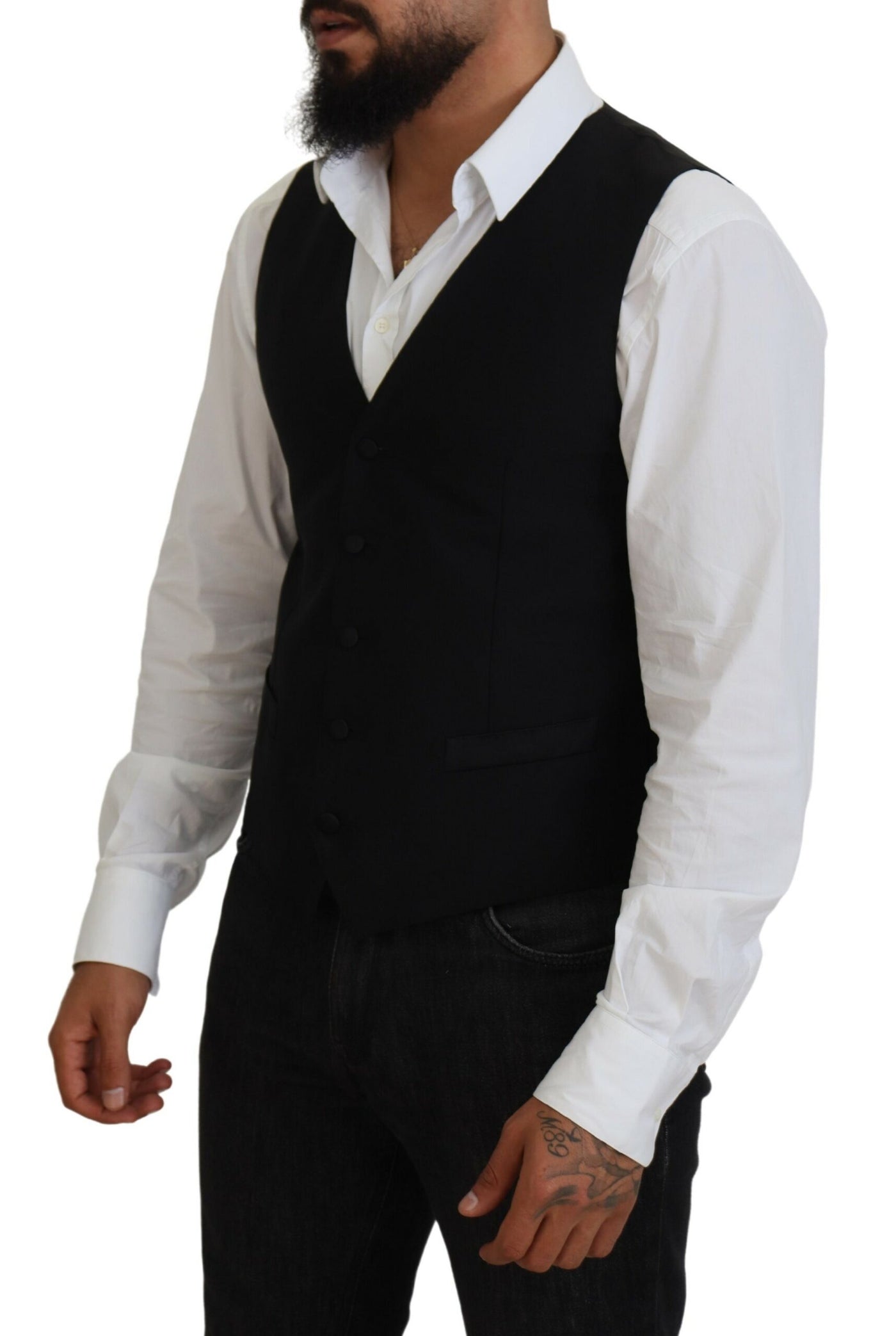 Dolce &amp; Gabbana Zwart Virgin Wool Vest Formeel Vest
