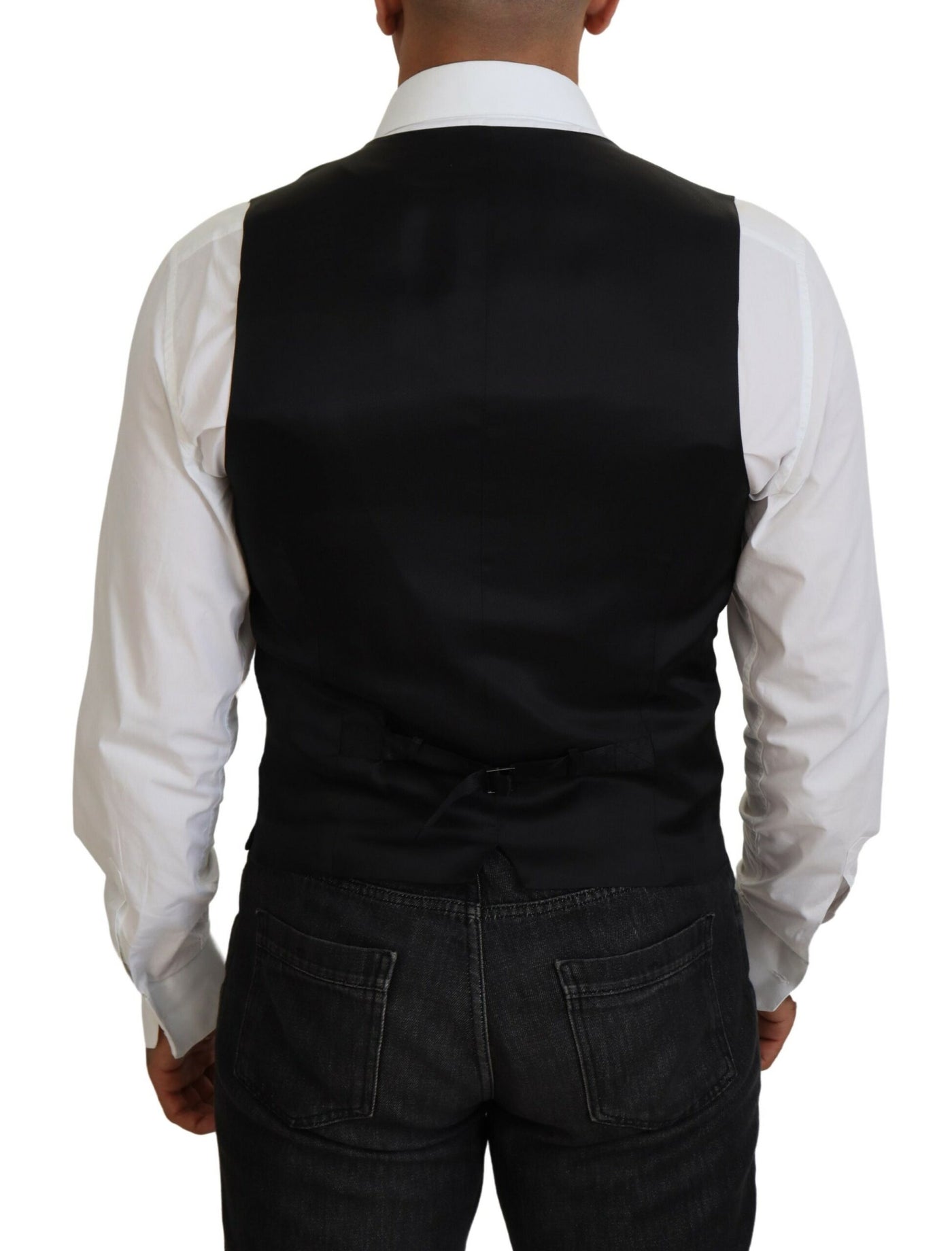 Dolce &amp; Gabbana Zwart Virgin Wool Vest Formeel Vest