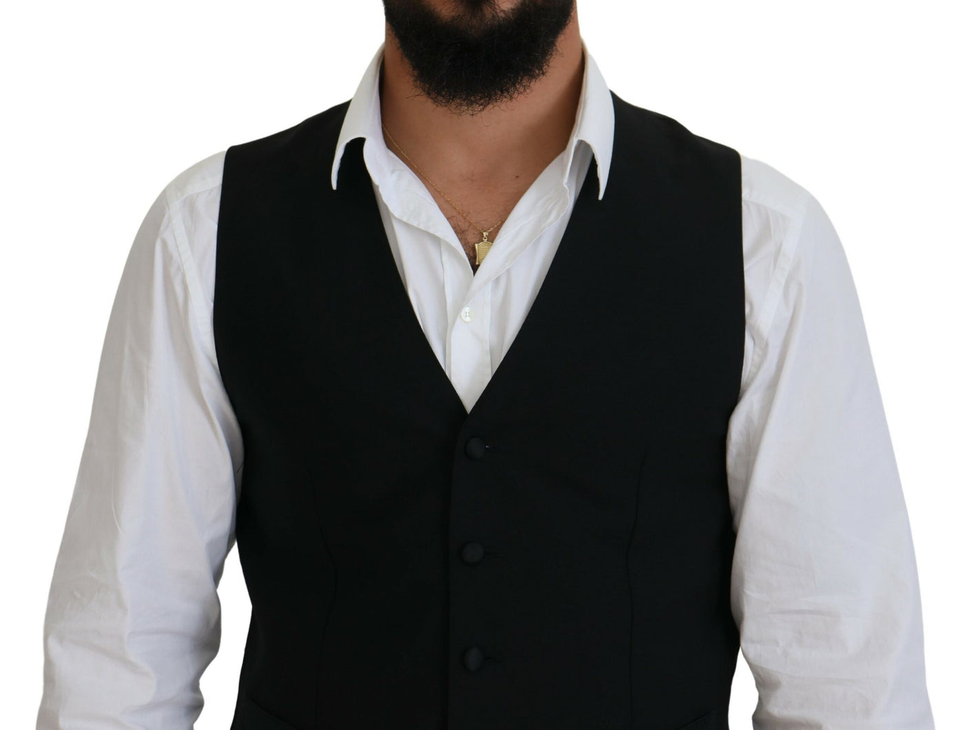 Dolce &amp; Gabbana Zwart Virgin Wool Vest Formeel Vest