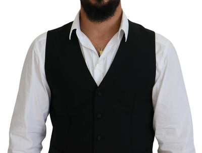 Dolce &amp; Gabbana Zwart Virgin Wool Vest Formeel Vest