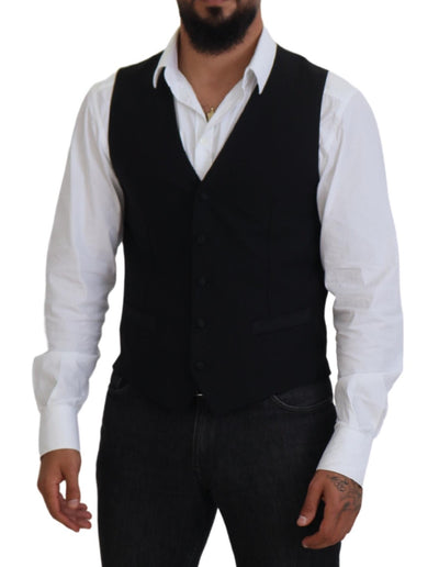 Dolce &amp; Gabbana Zwart Virgin Wool Vest Formeel Vest