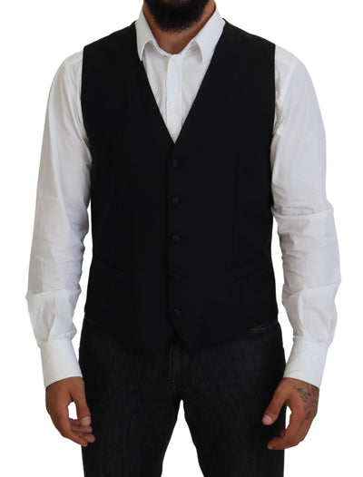 Dolce &amp; Gabbana Zwart Virgin Wool Vest Formeel Vest