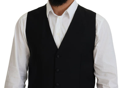 Dolce &amp; Gabbana Zwart Virgin Wool Vest Formeel Vest