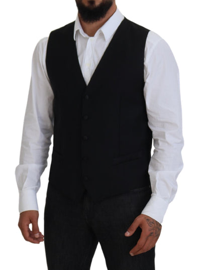 Dolce &amp; Gabbana Zwart Virgin Wool Vest Formeel Vest