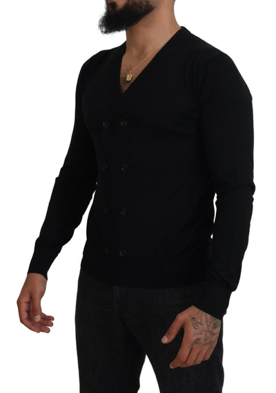 Pull cardigan boutonné en cachemire noir Dolce &amp; Gabbana