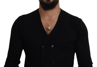 Pull cardigan boutonné en cachemire noir Dolce &amp; Gabbana